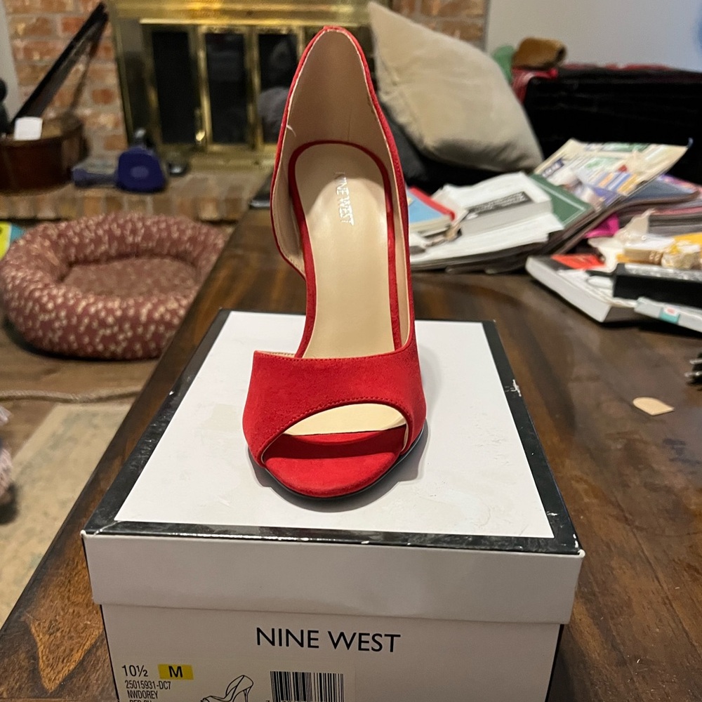 Nine West Bold Red Open-Toe Heels